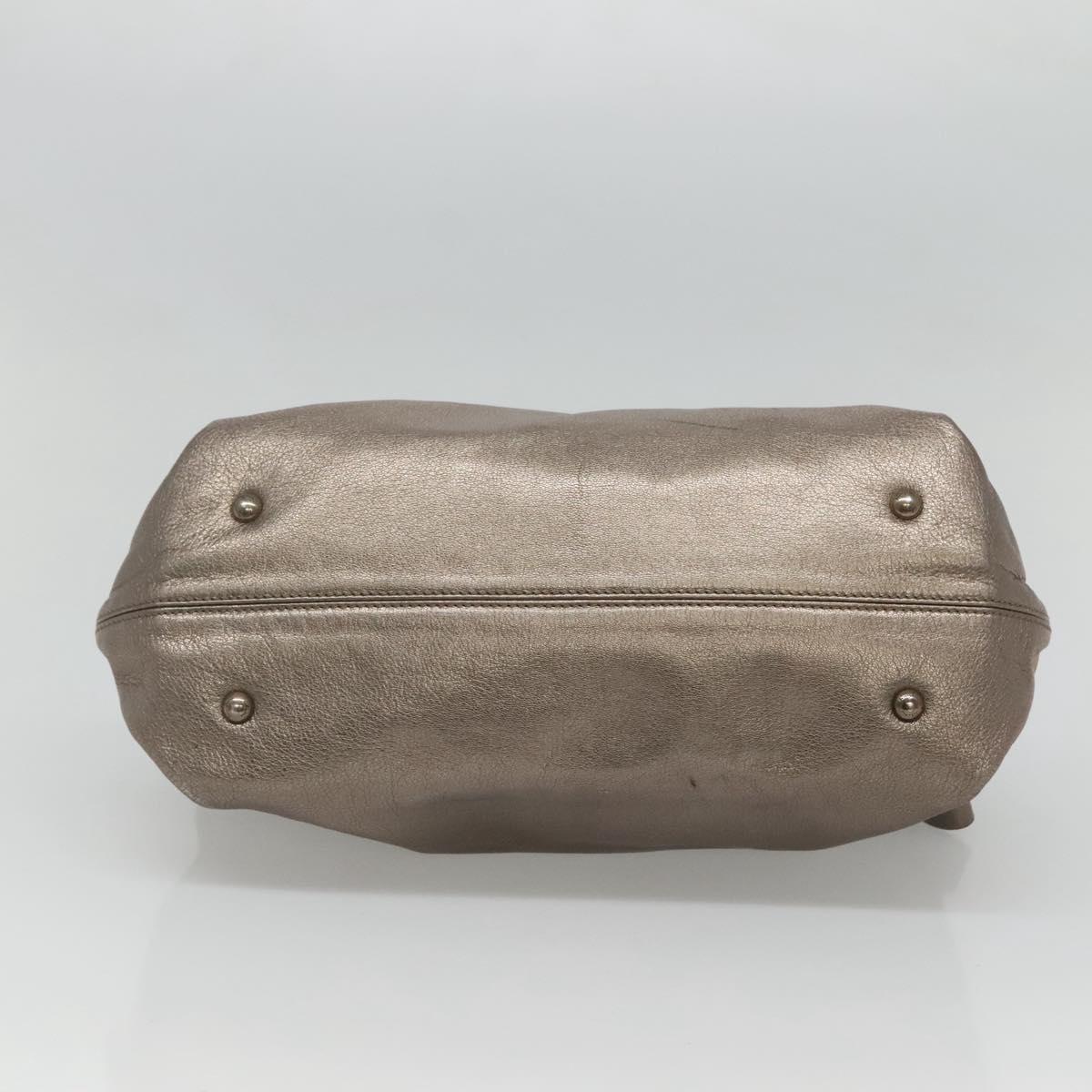 Salvatore Ferragamo Gancini Hand Bag Leather 2way Gold Tone Auth 121739