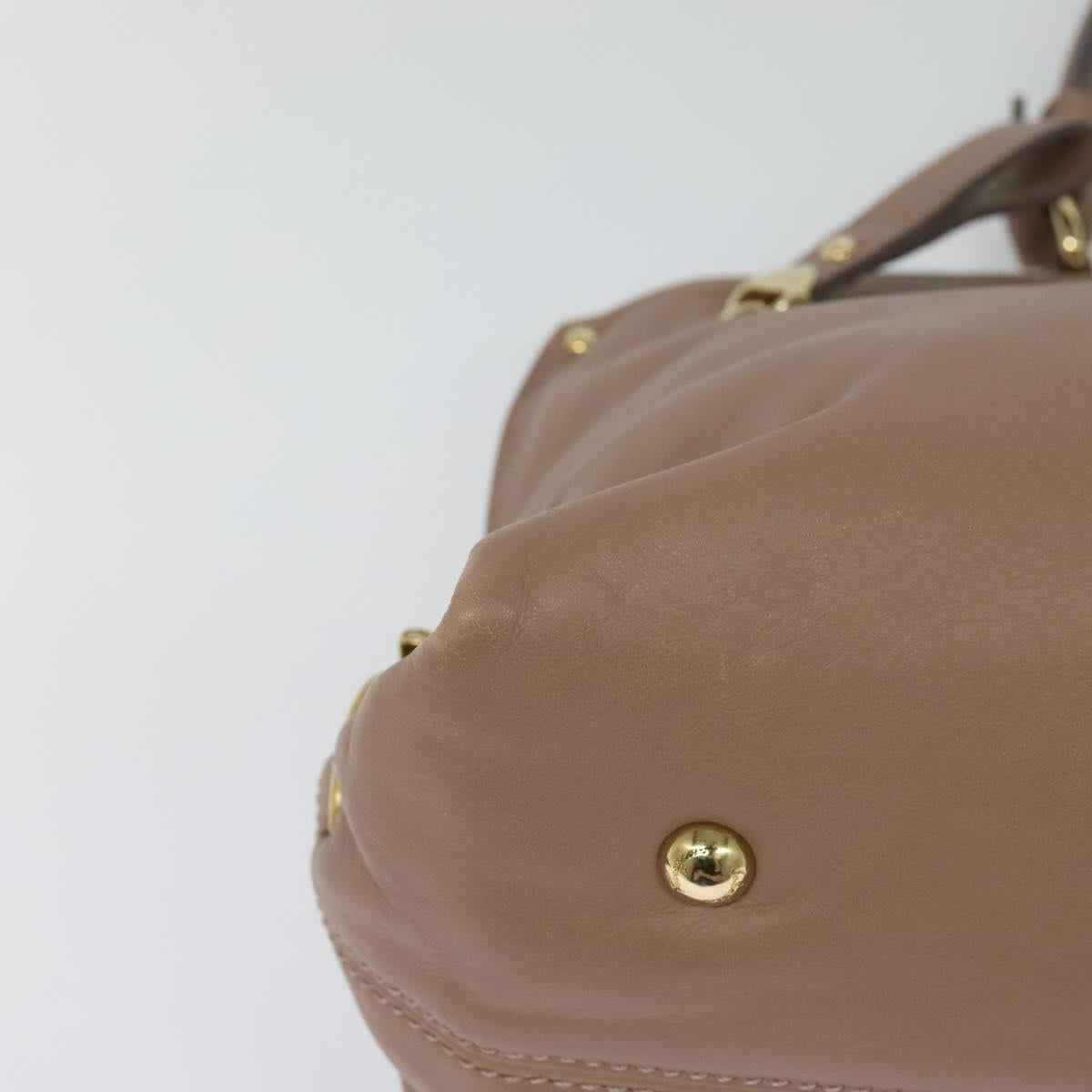 Salvatore Ferragamo Gancini Sofia Hand Bag Leather 2way Beige Gold Auth 121740