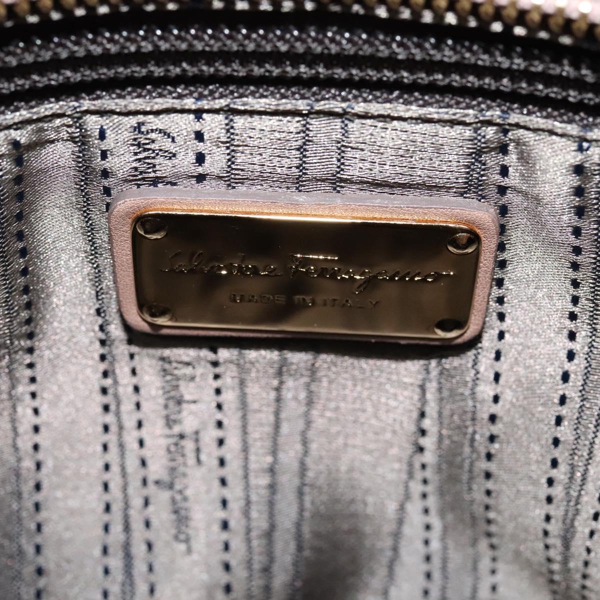 Salvatore Ferragamo Gancini Sofia Hand Bag Leather 2way Beige Gold Auth 121740