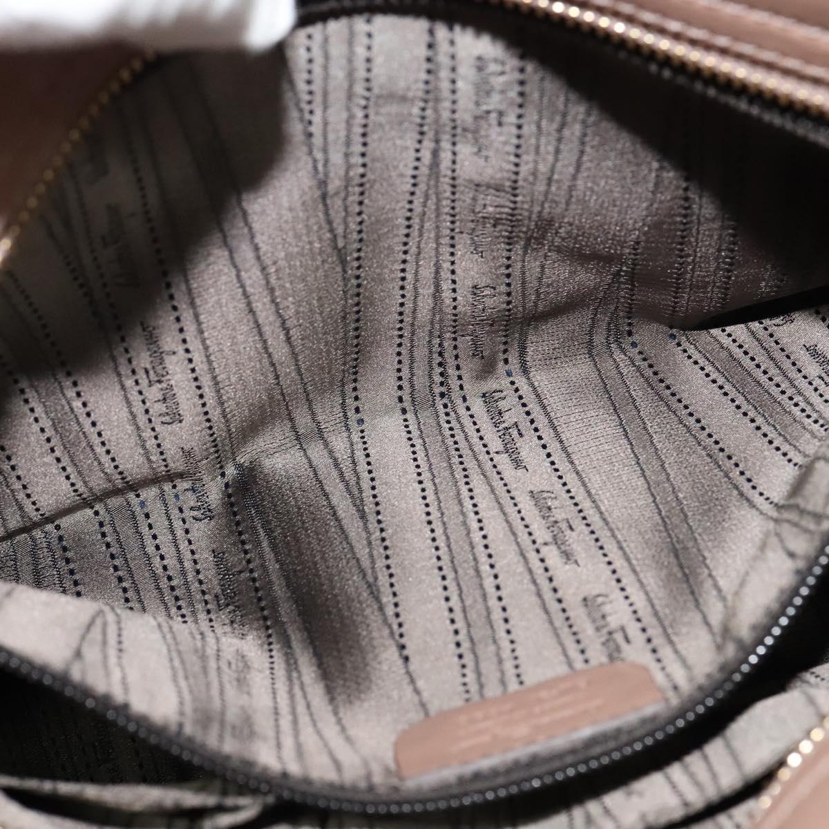 Salvatore Ferragamo Gancini Sofia Hand Bag Leather 2way Beige Gold Auth 121740