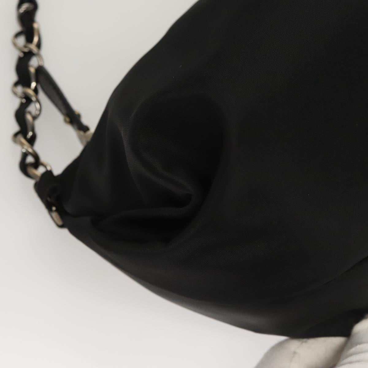 Salvatore Ferragamo Chain Shoulder Bag Nylon Black Silver Auth 121741