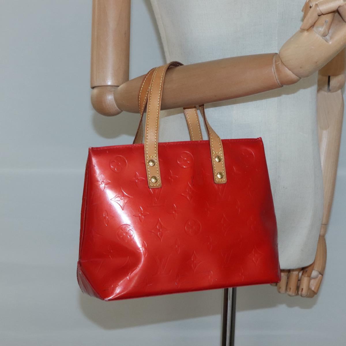 LOUIS VUITTON Monogram Vernis Reade PM Hand Bag Red Rouge M91088 LV Auth 121758
