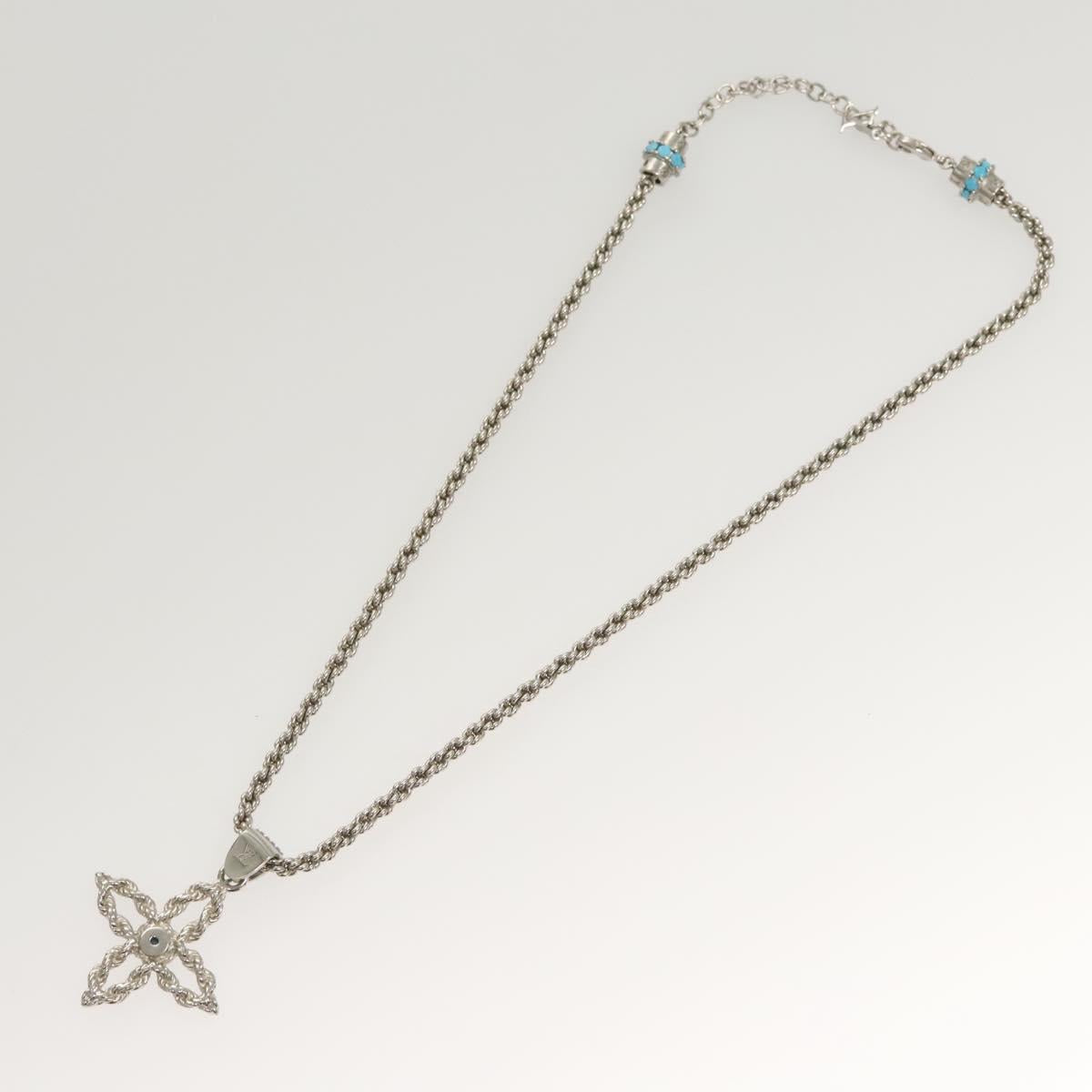 LOUIS VUITTON LV Flower Rope Pendant Necklace Silver tone M02062 LV Auth 121761