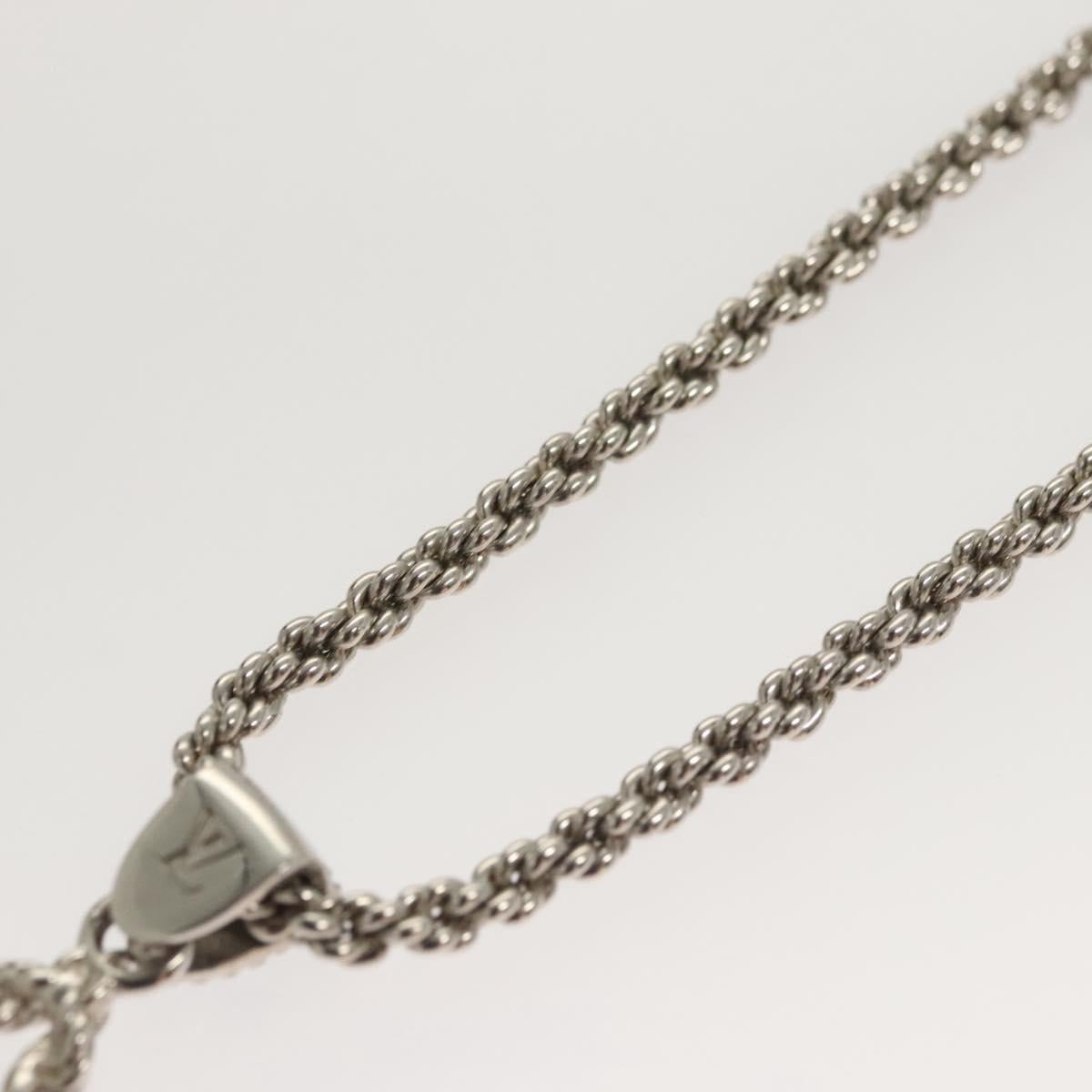 LOUIS VUITTON LV Flower Rope Pendant Necklace Silver tone M02062 LV Auth 121761