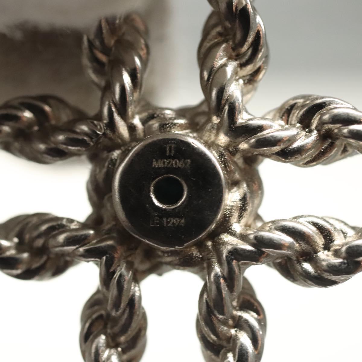 LOUIS VUITTON LV Flower Rope Pendant Necklace Silver tone M02062 LV Auth 121761