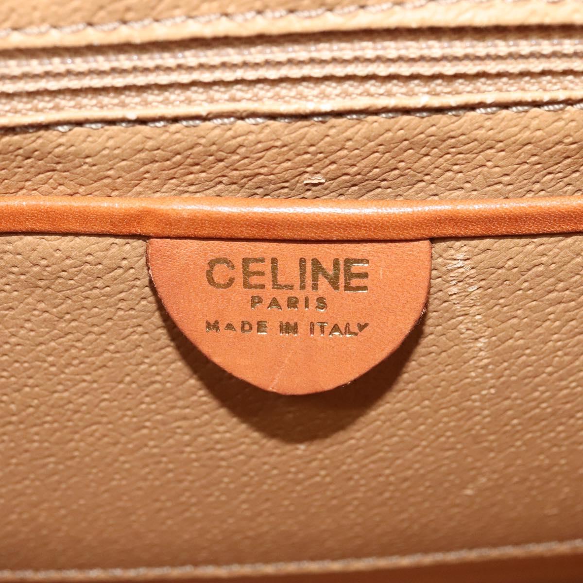 CELINE Macadam Canvas Hand Bag PVC Leather 2way Brown Gold Auth 121807