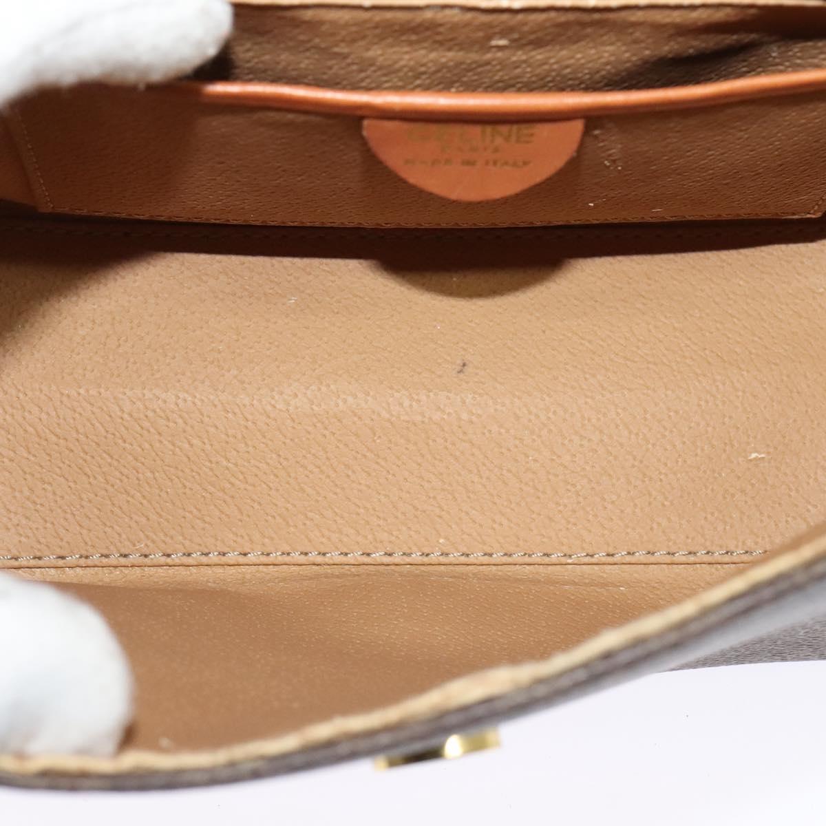 CELINE Macadam Canvas Hand Bag PVC Leather 2way Brown Gold Auth 121807