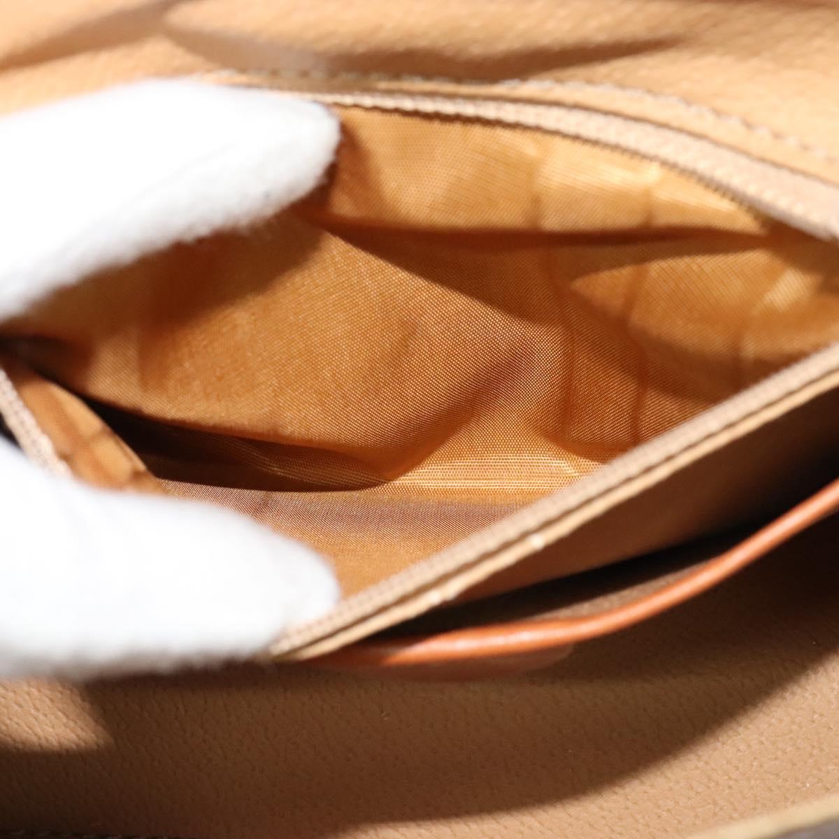 CELINE Macadam Canvas Hand Bag PVC Leather 2way Brown Gold Auth 121807