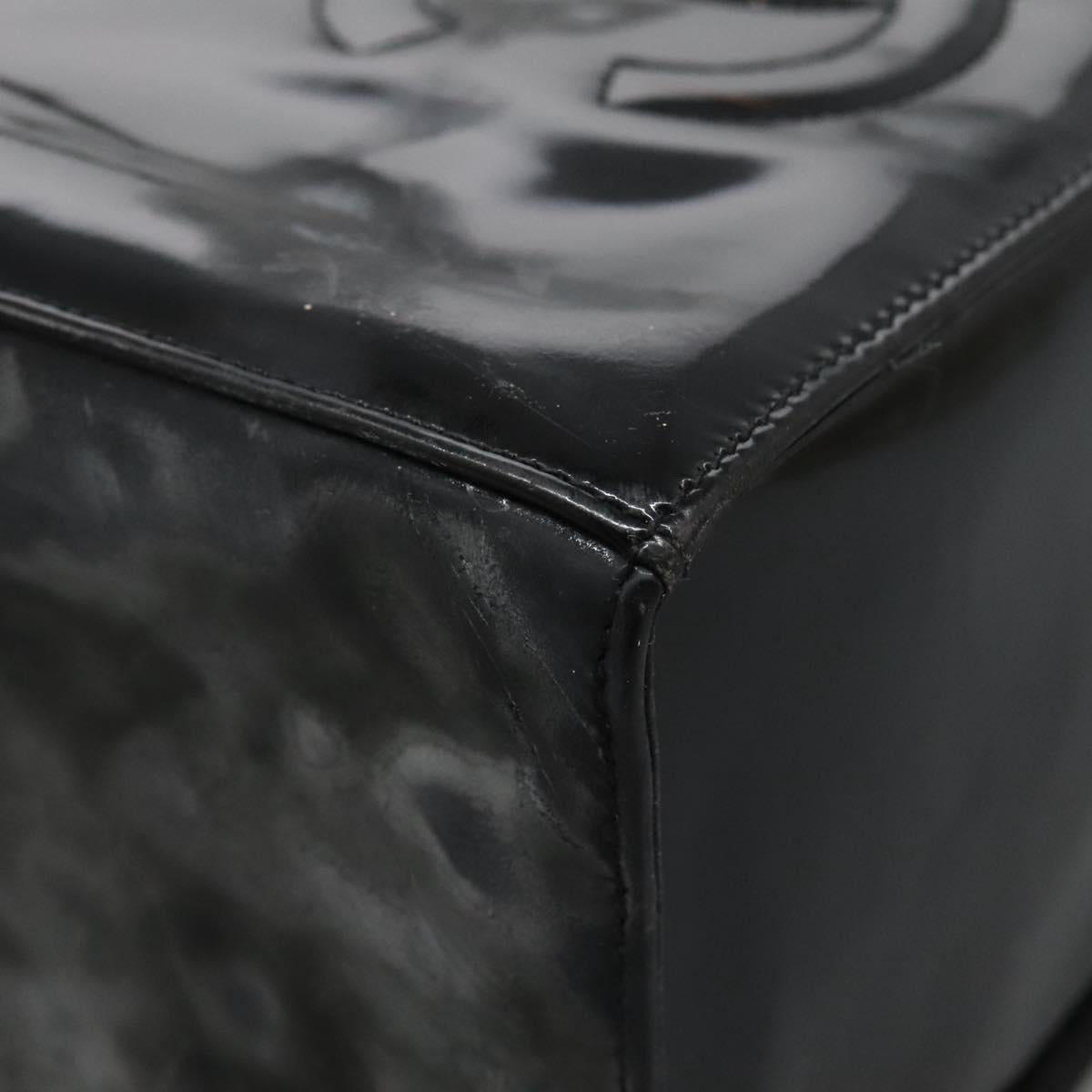 CHANEL Vanity Bag Patent Leather 2way Black Gold CC Auth 121811