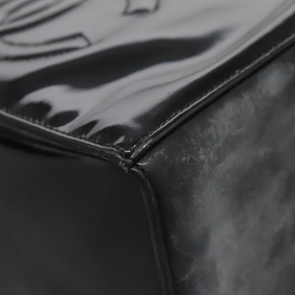 CHANEL Vanity Bag Patent Leather 2way Black Gold CC Auth 121811