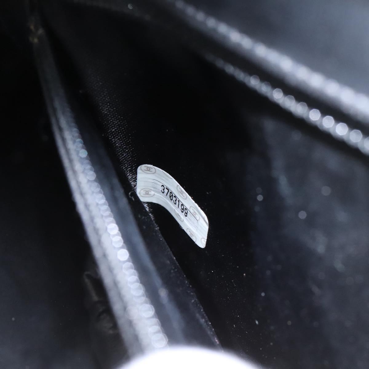 CHANEL Vanity Bag Patent Leather 2way Black Gold CC Auth 121811