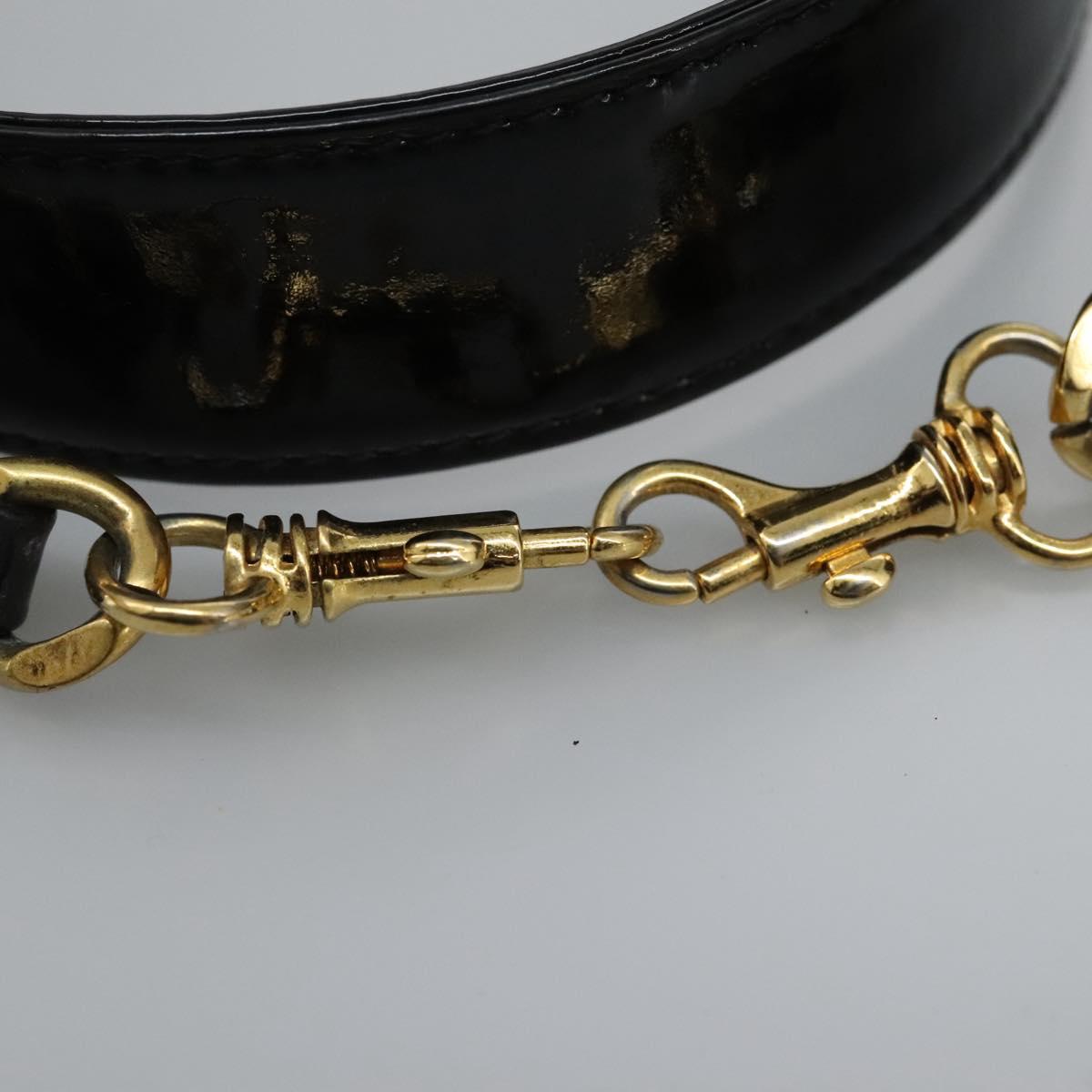 CHANEL Vanity Bag Patent Leather 2way Black Gold CC Auth 121811