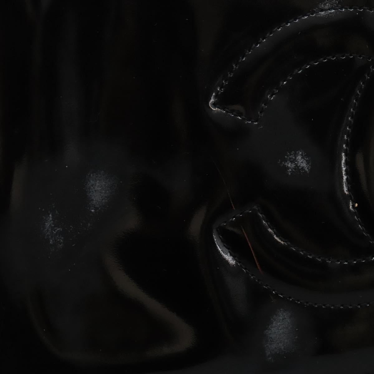 CHANEL Vanity Bag Patent Leather 2way Black Gold CC Auth 121811