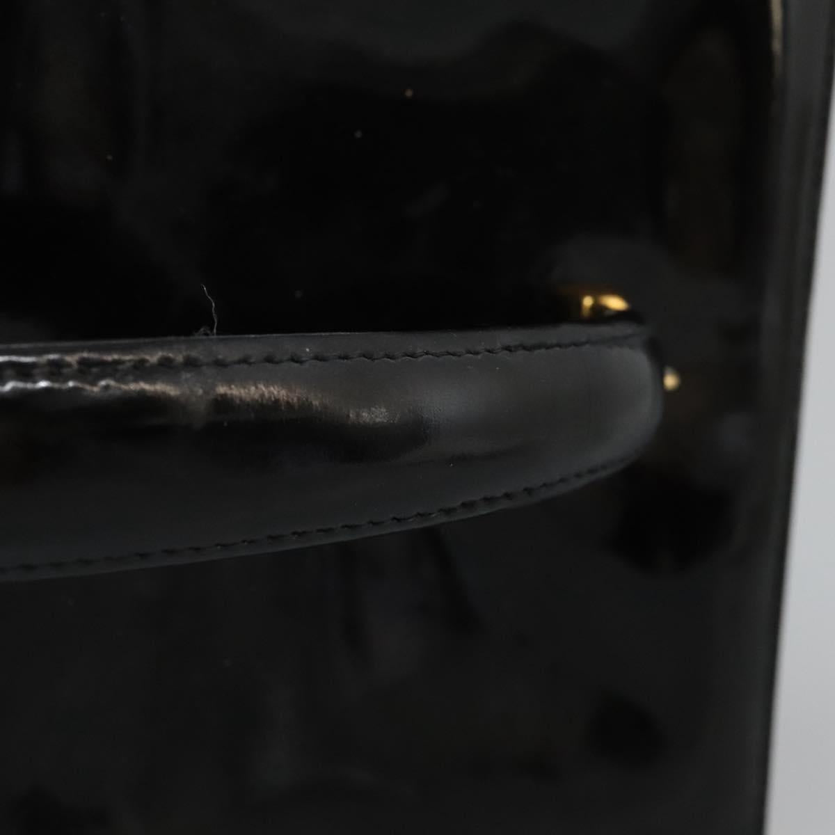 CHANEL Vanity Bag Patent Leather 2way Black Gold CC Auth 121811