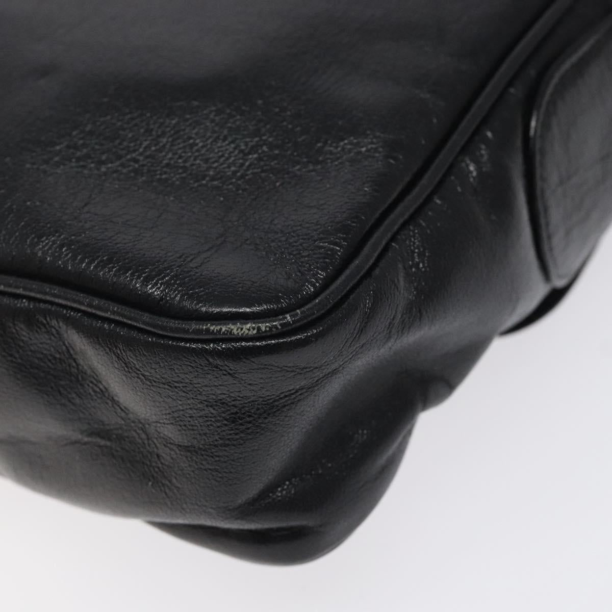 CELINE Shoulder Bag Leather Black Gold Auth 121842