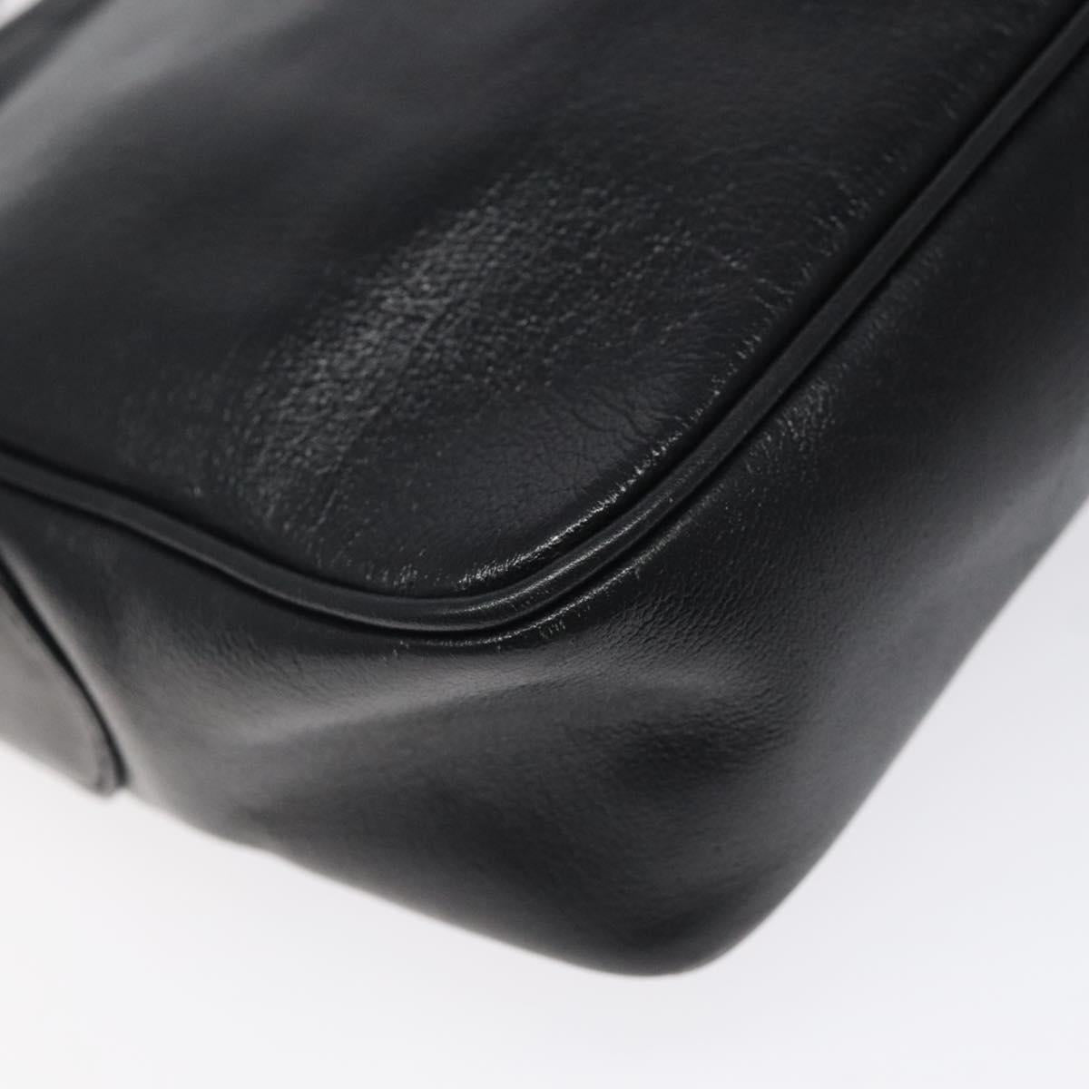 CELINE Shoulder Bag Leather Black Gold Auth 121842