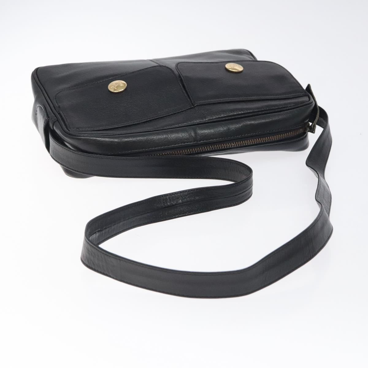 CELINE Shoulder Bag Leather Black Gold Auth 121842