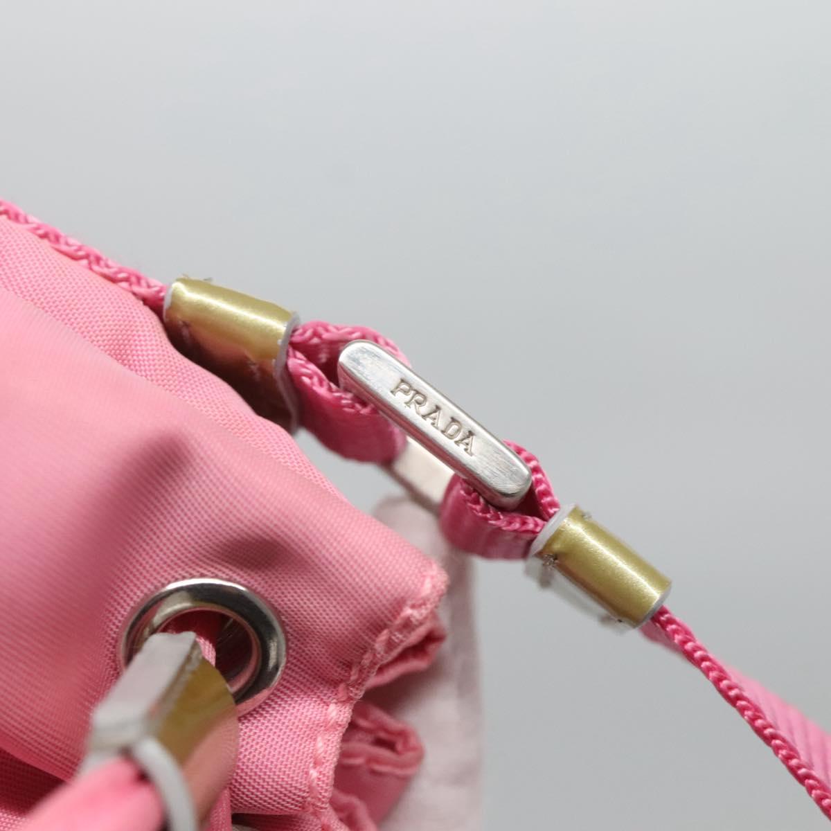 PRADA Hand Bag Nylon Pink Silver Auth 121843