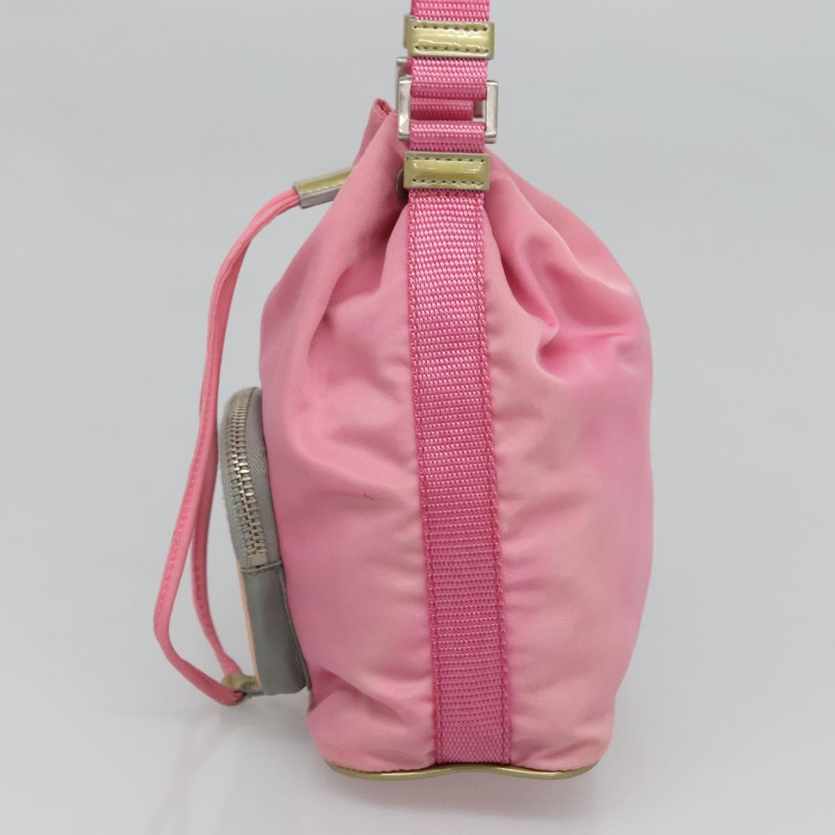 PRADA Hand Bag Nylon Pink Silver Auth 121843