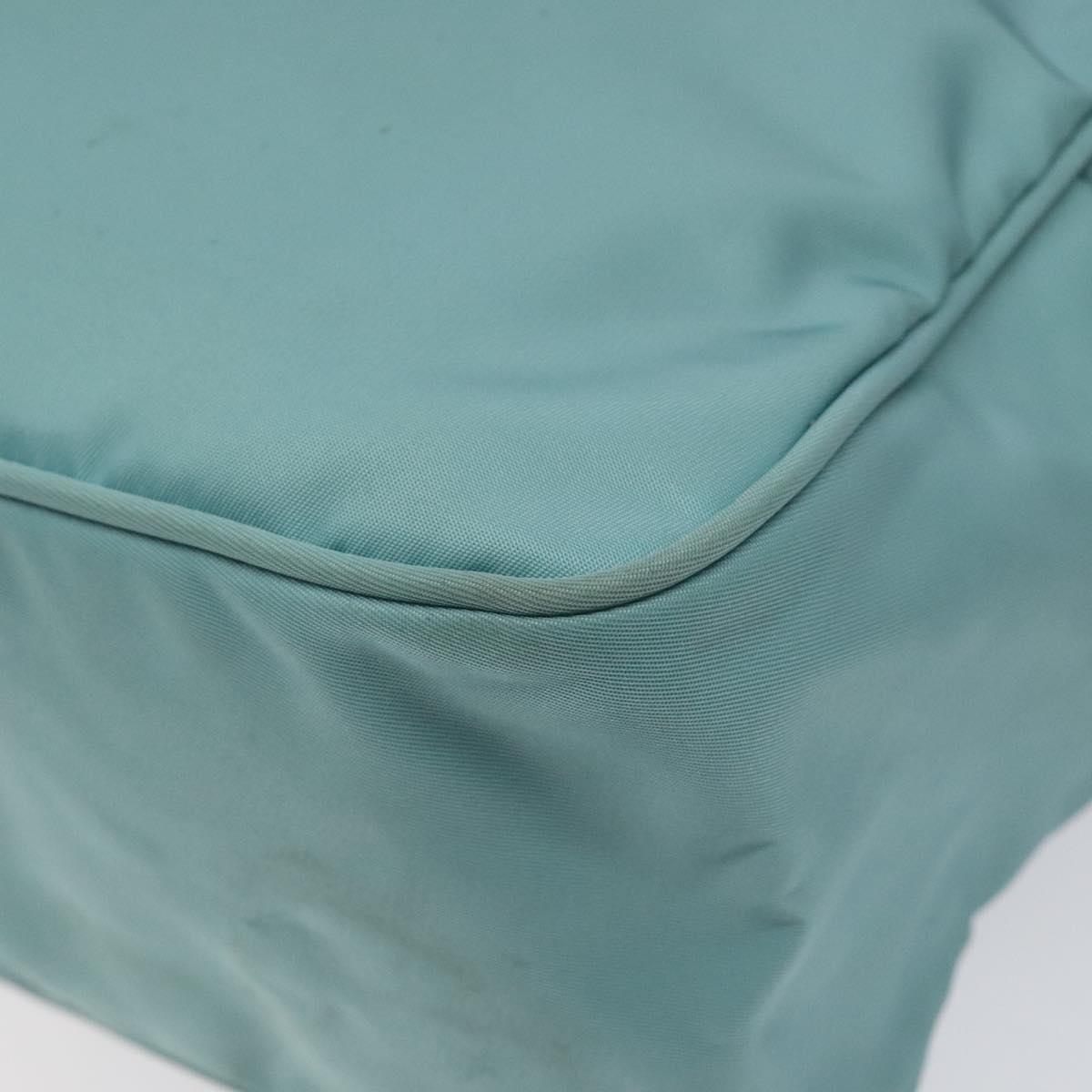 PRADA Hand Bag Nylon Blue Silver Auth 121844