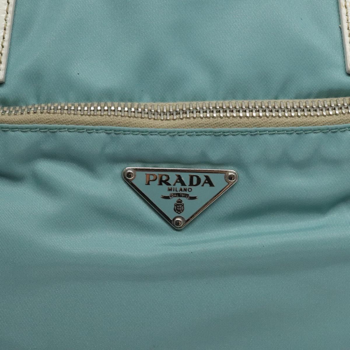 PRADA Hand Bag Nylon Blue Silver Auth 121844