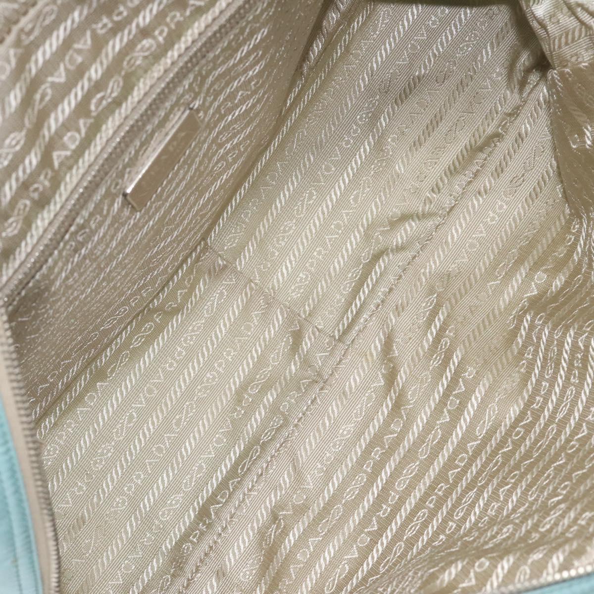 PRADA Hand Bag Nylon Blue Silver Auth 121844