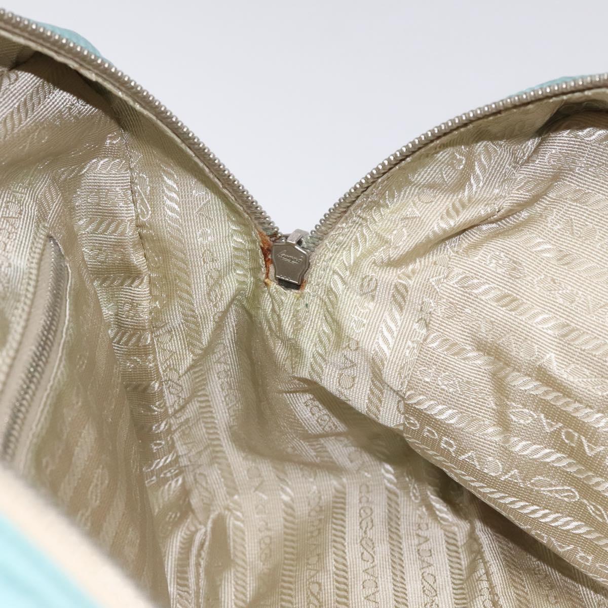 PRADA Hand Bag Nylon Blue Silver Auth 121844