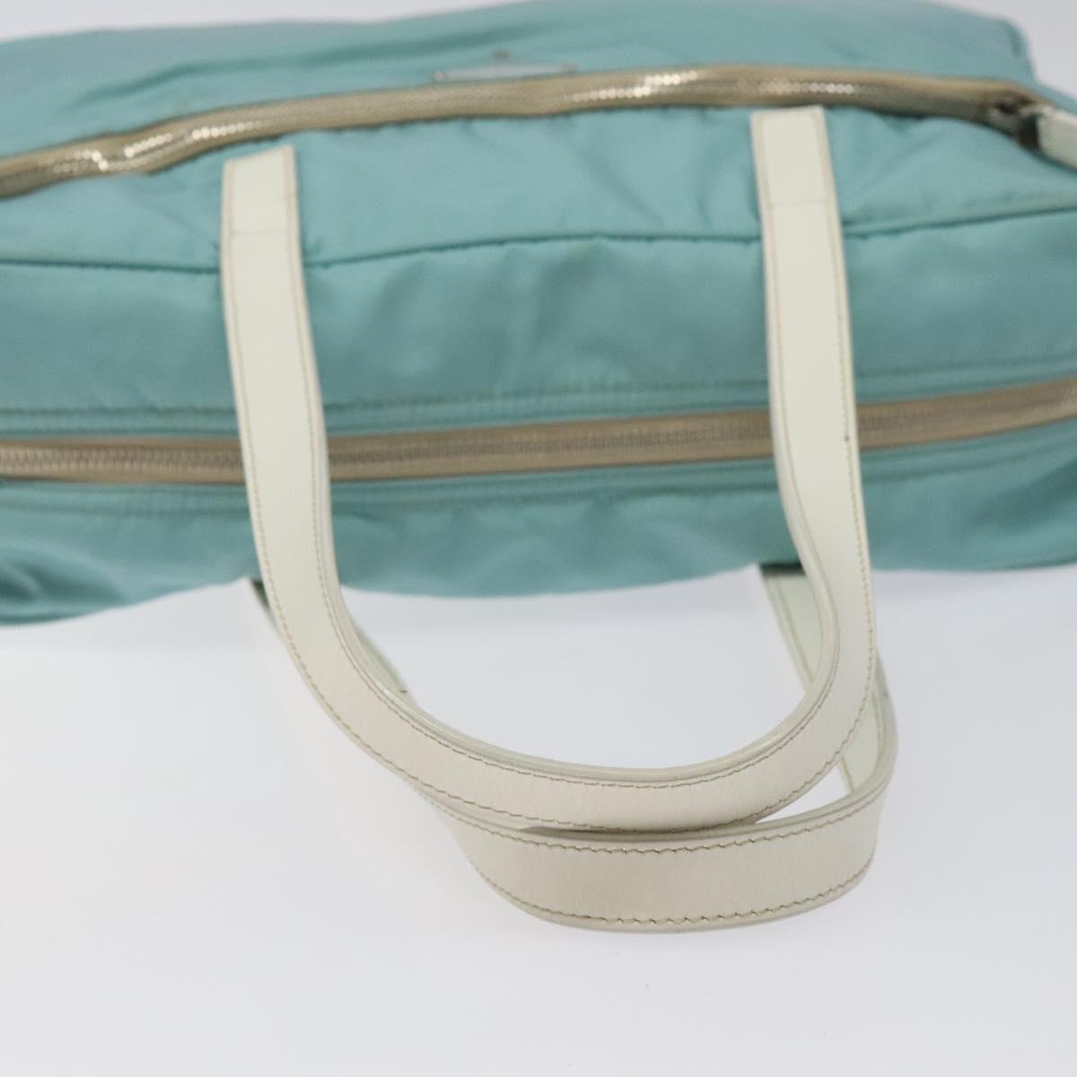 PRADA Hand Bag Nylon Blue Silver Auth 121844