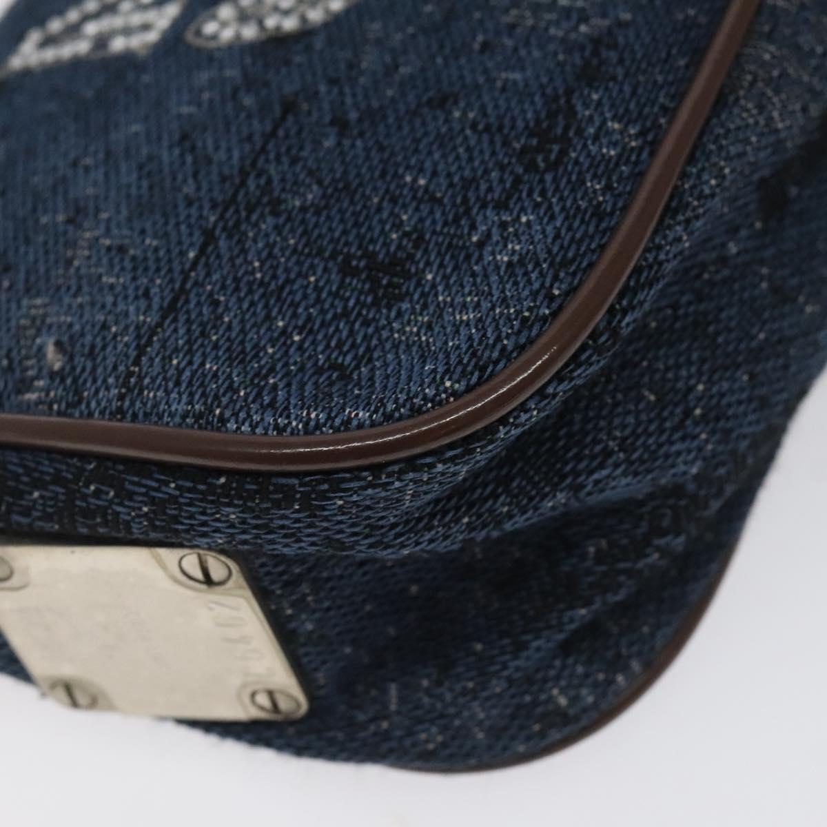 MCM Accessory Pouch Canvas Navy Silver Auth 121847