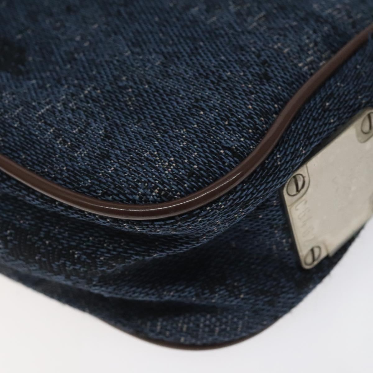 MCM Accessory Pouch Canvas Navy Silver Auth 121847