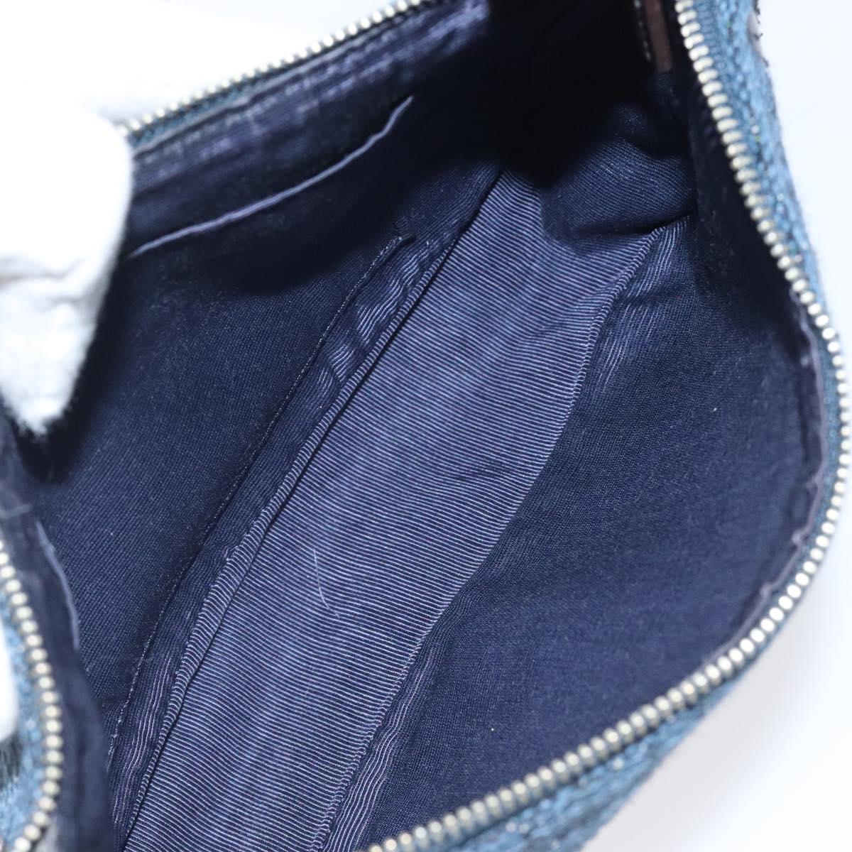 MCM Accessory Pouch Canvas Navy Silver Auth 121847