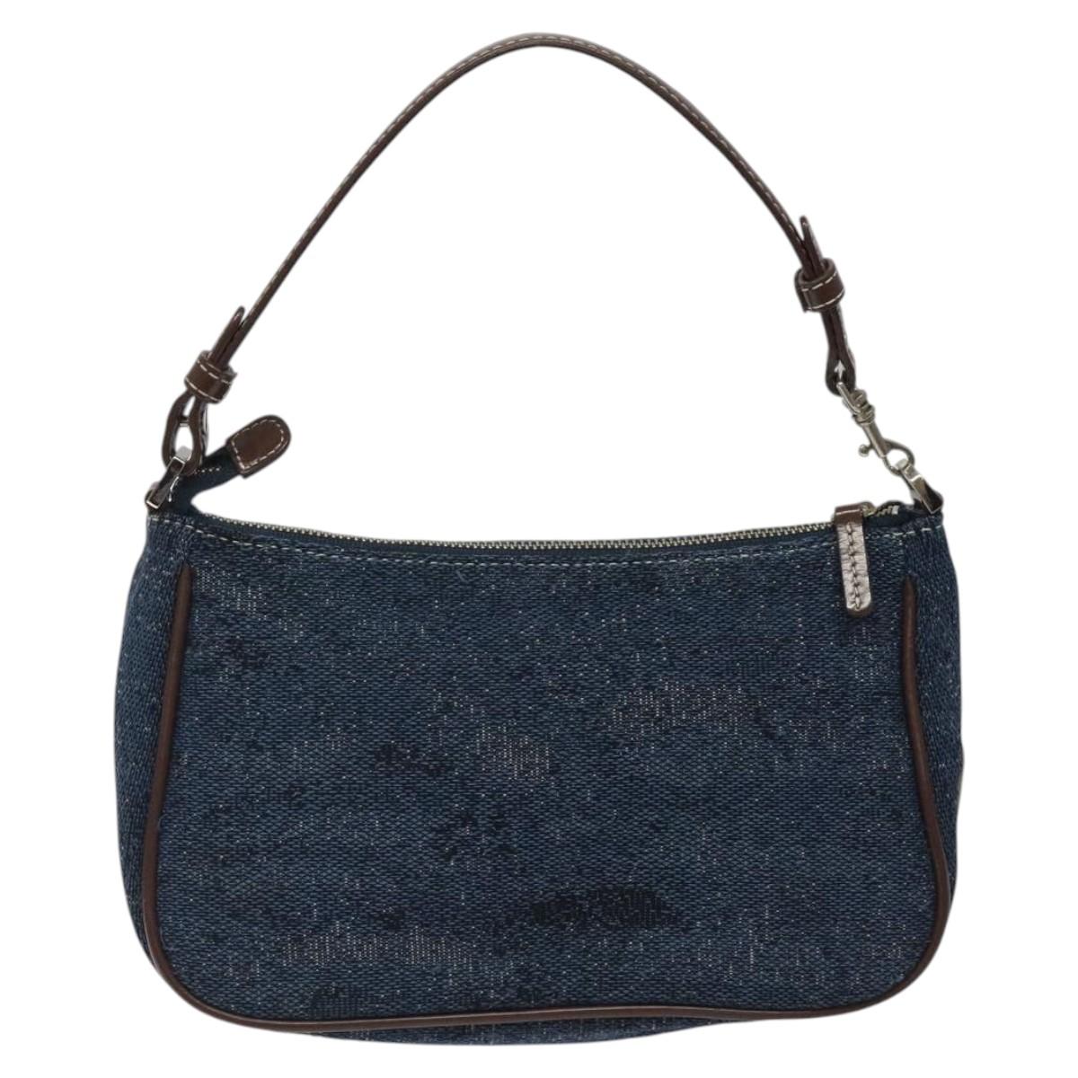 MCM Accessory Pouch Canvas Navy Silver Auth 121847