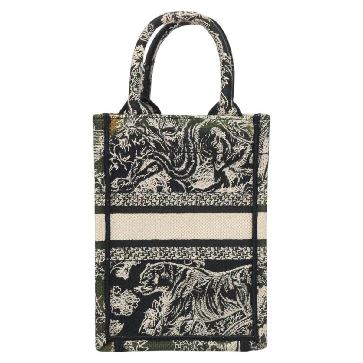 Christian Dior Mini Vertical Hand Bag Canvas 2way Black Auth 121850