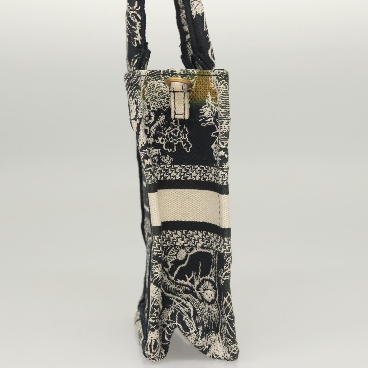 Christian Dior Mini Vertical Hand Bag Canvas 2way Black Auth 121850