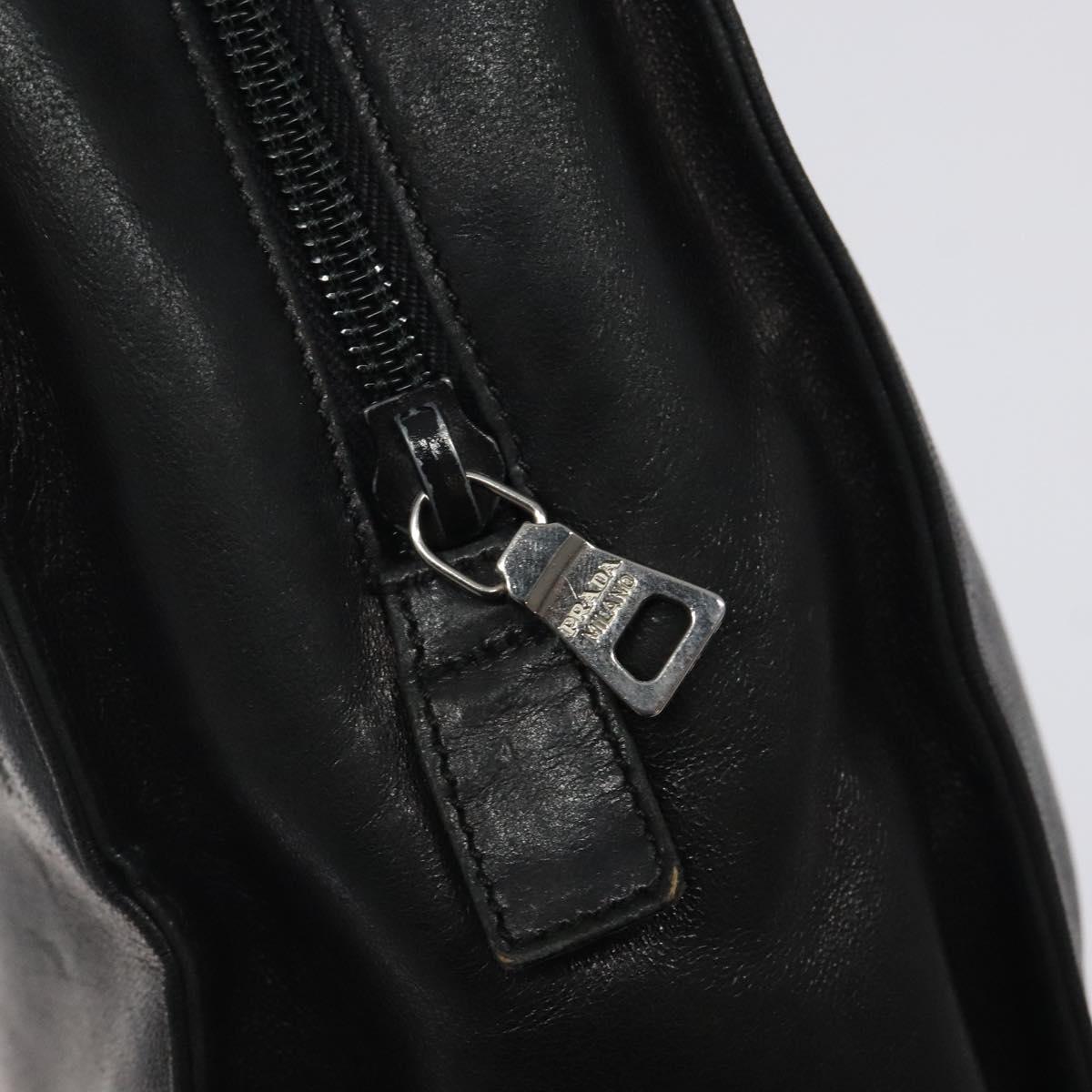 PRADA Hand Bag Leather Black Auth 121881