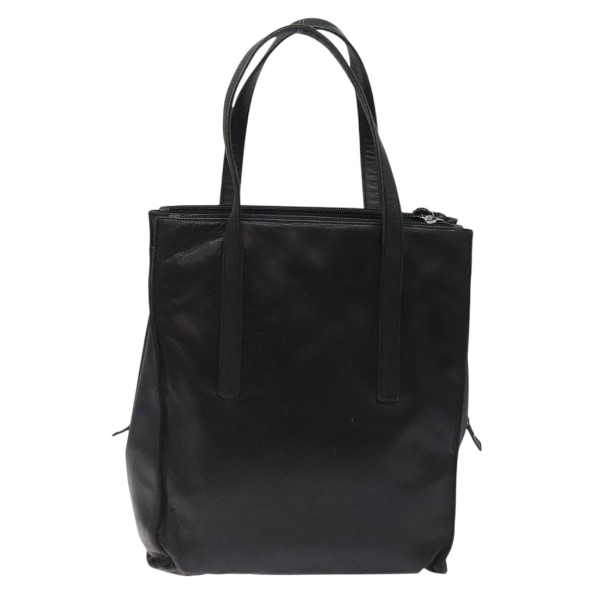 PRADA Hand Bag Leather Black Auth 121881