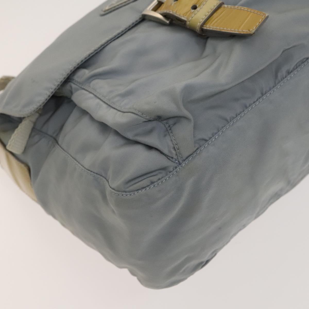 PRADA Shoulder Bag Nylon Light Blue Silver Auth 121882