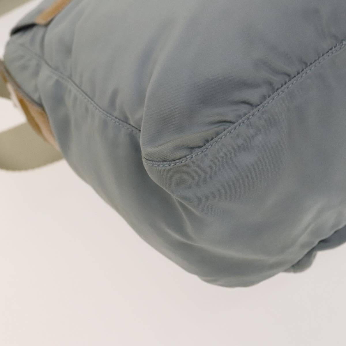 PRADA Shoulder Bag Nylon Light Blue Silver Auth 121882