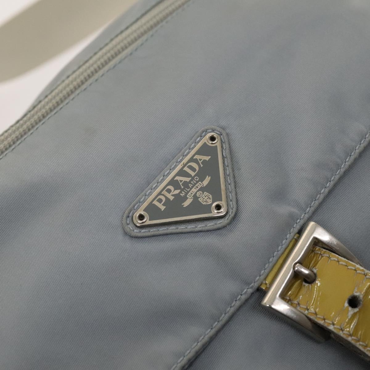 PRADA Shoulder Bag Nylon Light Blue Silver Auth 121882
