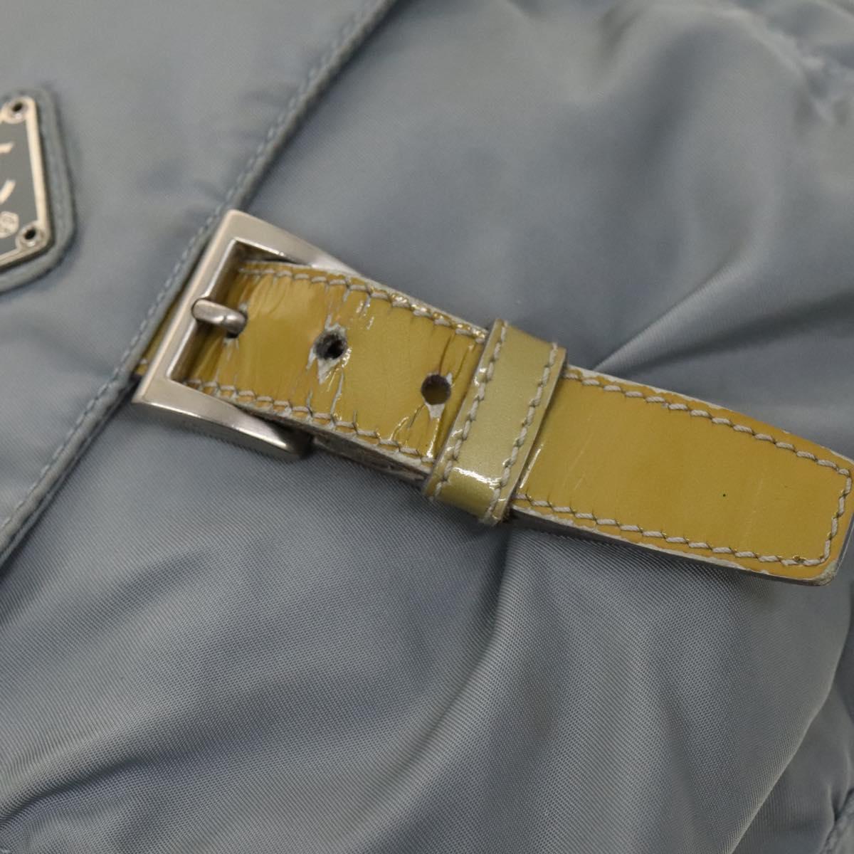 PRADA Shoulder Bag Nylon Light Blue Silver Auth 121882