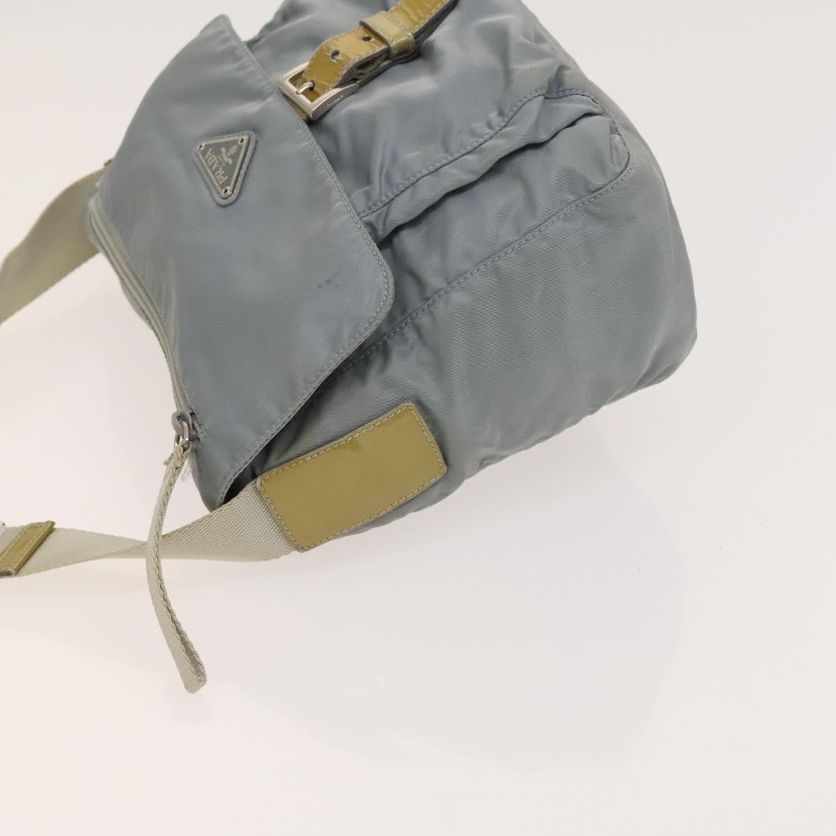 PRADA Shoulder Bag Nylon Light Blue Silver Auth 121882