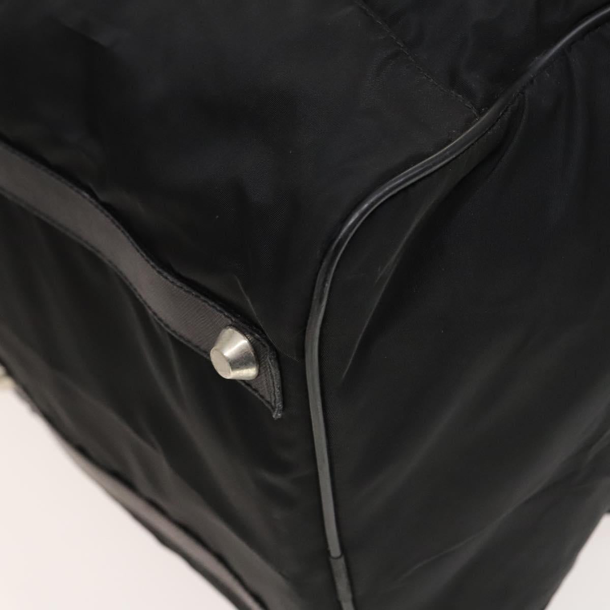 PRADA Boston Bag Nylon 2way Black Silver Auth 121883