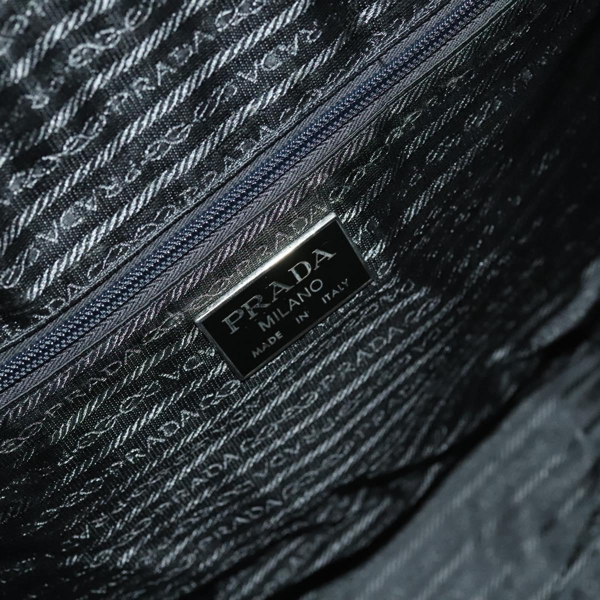 PRADA Boston Bag Nylon 2way Black Silver Auth 121883