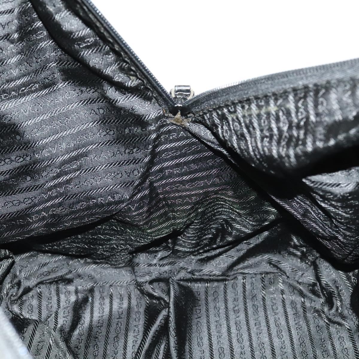 PRADA Boston Bag Nylon 2way Black Silver Auth 121883