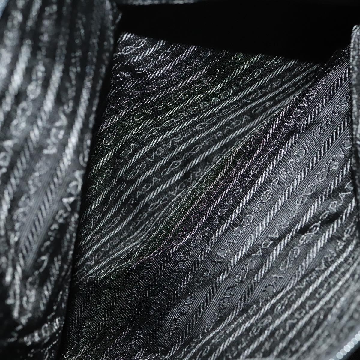 PRADA Boston Bag Nylon 2way Black Silver Auth 121883