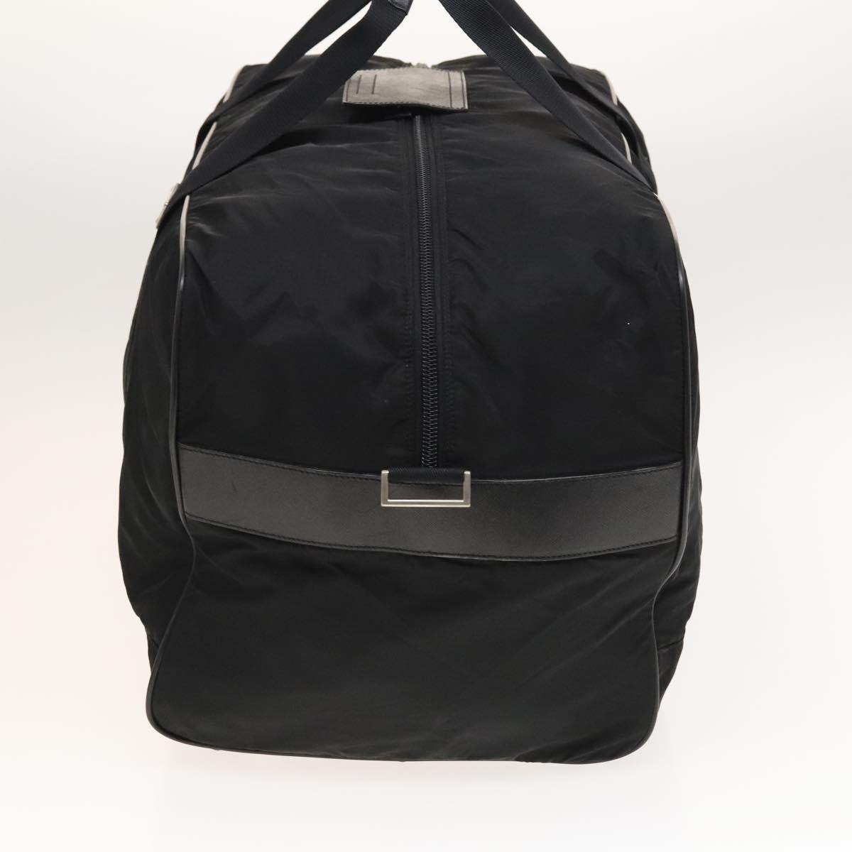 PRADA Boston Bag Nylon 2way Black Silver Auth 121883