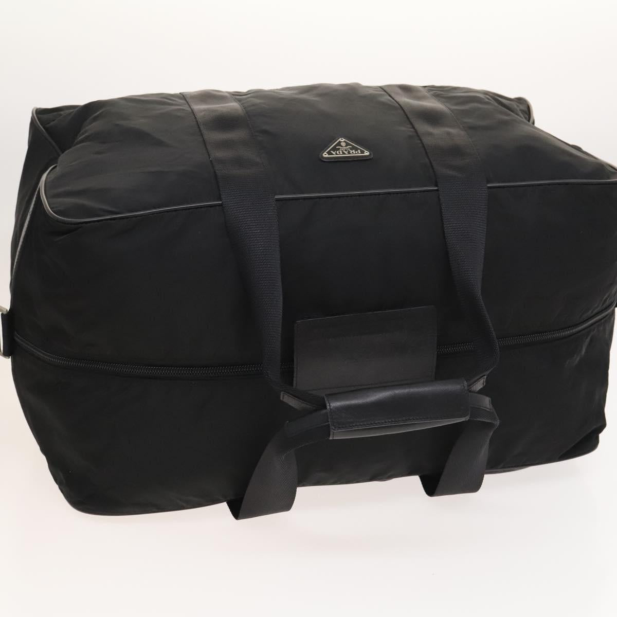 PRADA Boston Bag Nylon 2way Black Silver Auth 121883