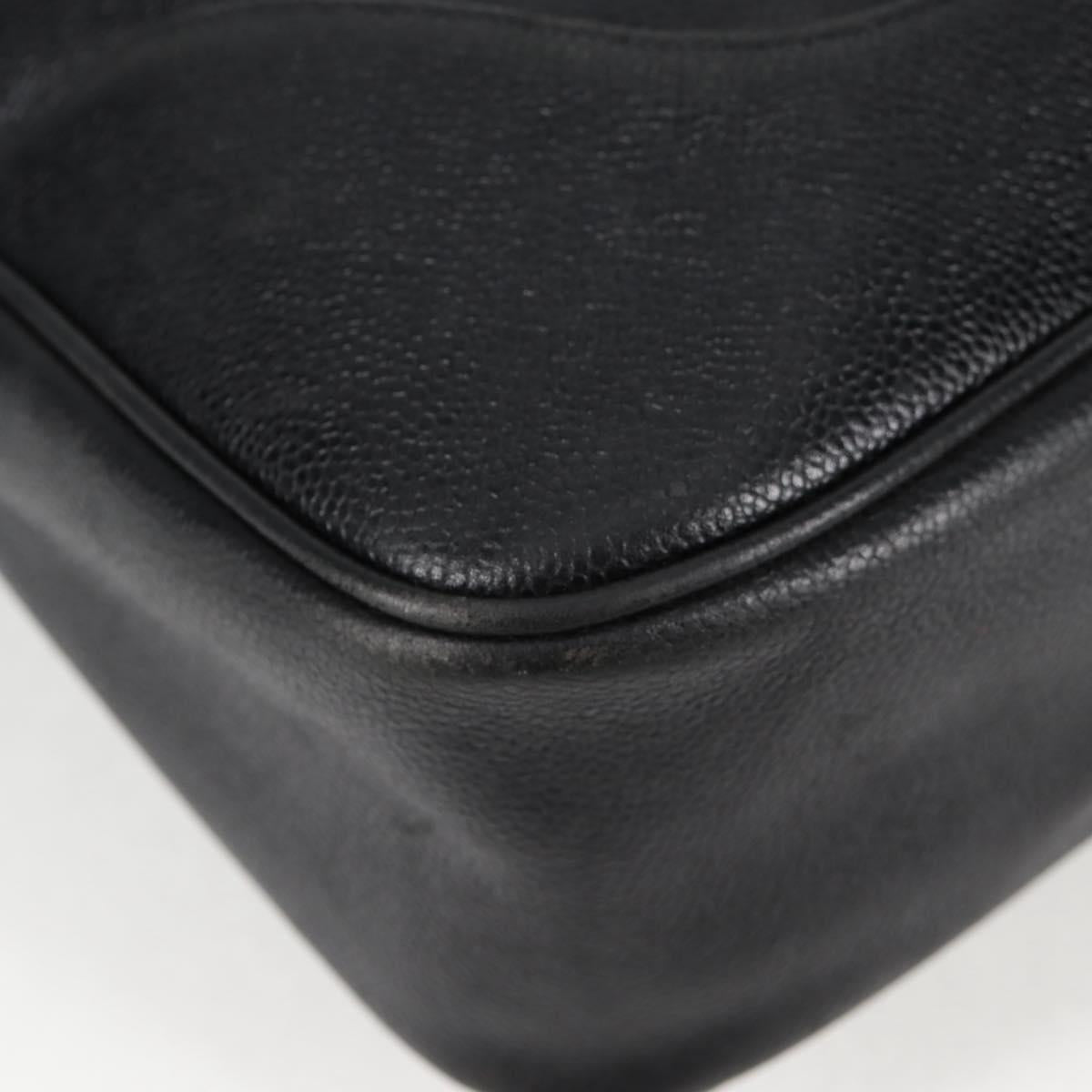 CHANEL COCO Mark Shoulder Bag Caviar Skin Black Gold CC Auth 121888