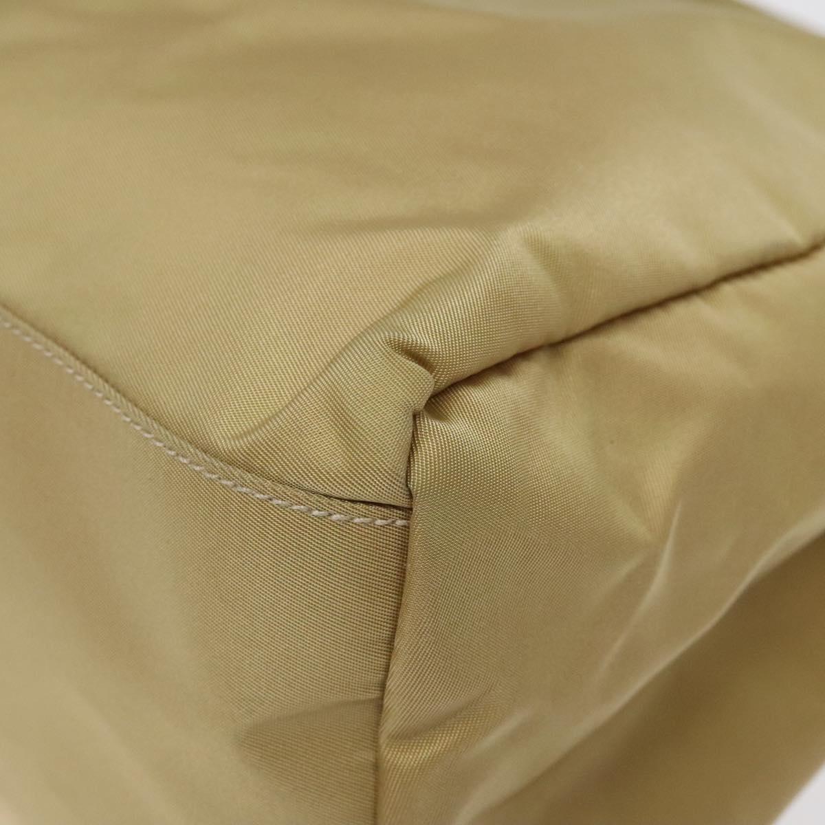 PRADA Hand Bag Nylon Beige Silver Auth 121920