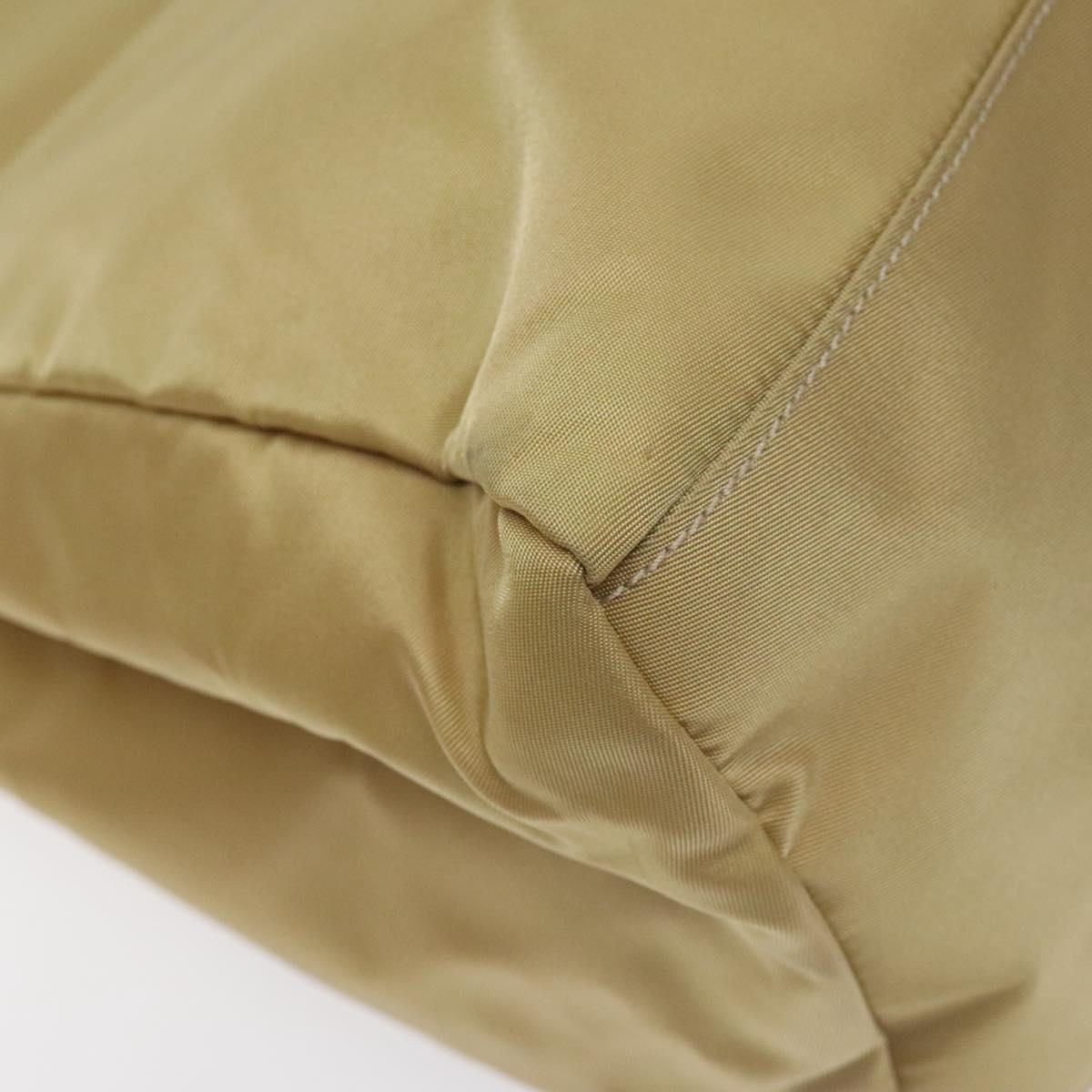 PRADA Hand Bag Nylon Beige Silver Auth 121920